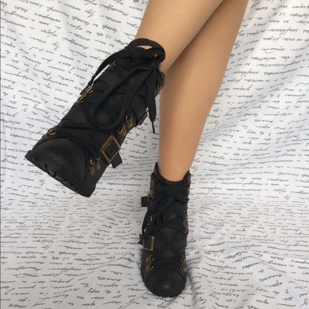 Charlotte Russe Fun Black Strappy Ankle Booties!